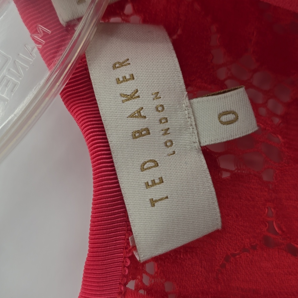 Ted Baker Coral Polyester Lace Back V-neck Sleeveless Blouse Women’s Size 0 - Picture 7 of 7
